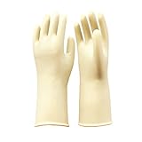 Fityle 作業手袋　ゴム ラテックス　全7サイズ選択　消毒 清掃 家事 工業用　ガーデングローブ　安全保護　1ペア　黒＆白　快適　 - ホワイト45cm