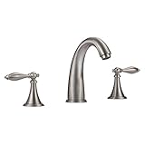 Wovier Brushed Nickel Waterfall Bathroom Sink Faucet,Two Handle Three Hole Vessel Lavatory Faucet,Wi