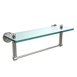 Allied Brass DT-1TB/16-SN Glass Shelf with Towel Bar, 16-Inch x 5-Inch [並行輸入品]