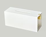 ワイド募金箱 ホワイト 鍵付 幅22.5cm