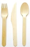 48pc Wooden Cutlery Set - Disposable Biodegradable Wood Forks Spoons Knives [並行輸入品]