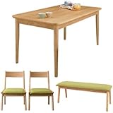 ダイニング4点セット ダイニングテーブル ダイニングチェア2脚 ベンチ グリーン