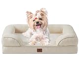 EHEYCIGA 犬 ベッド ペットベッド 防水 猫 ベッド 洗える 犬用 クッション 高反発 取り外せるカバー 滑り止め オールシーズン 小型犬 中型犬(61x45x15cm，ベージュ)