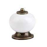 Homyl レトロ　丸い　プル ハンドル　セラミック+亜鉛合金製　引き出し　本棚 　キャビネット　食器棚　ドア　ノブ　取手　つまみ　全6色　 - 白