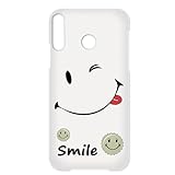 FFANY HUAWEI P30 lite 用 HWV33 MAR-LX2 対応 スマホケース ハードケース p30liteカバー ペコsmile すまいる柄 キャップロゴ ホワイト h080@02