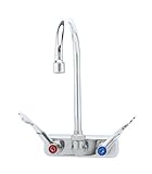 T&S Brass B-1146-04 Wall Mount Workboard Faucet with 4-Inch Centers, Swivel Gooseneck and 4-Inch Wri