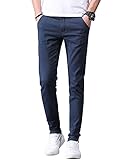 [JHIJSC] チノパン メンズ ロングパンツ ストレッチ ズボン スキニー 無地 スリム おしゃれ 大きいサイズ (ネイビー, 33)