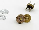 2[10薄] ２０組入 マグネットホック 差し込み 薄型(2.5mm) 直径10mm 座金付 強力磁石 差込み式 レザークラフト 裁縫材料 バッグ留め具 磁石 スナップ 直径10mm 薄タイプ 真鍮古美