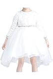 (アイビードレシング) Ivydressing 子供ドレス パーティードレス ウェディング フラワーガールドレス ジュニアドレス 披露宴 発表会 演奏会 ガールズ 前短後長 ホワイト レース-90-ホ