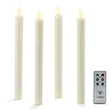 LED Flamelessテーパキャンドル、10インチ、滑らかなワックス仕上げ、push-activated、リモート&電池付属 – セットof 4 LC003980
