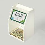 アクリルスライド募金箱/POP差し付/前板クリア　他白(不透明)/鍵付　幅12cm/奥行9.7cm/高さ17.9cm