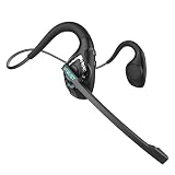 Earaku(イアラク) Bluetooth ヘッドセット 【2025通話専用】 ブルートゥース ヘッドセット ワイヤレス マイク イヤホン ENCノイズキャンセリング 日本語音声ガイド オープンイヤー 耳を塞がない ミュート機能 軽量28g 耳掛け式 2台同時接続 Bluetooth 5.3 両耳対応 マイク内蔵 (ブラック) (NEW, 暗黒)