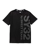 SY32 by SWEET YEARS Tシャツ メンズ 半袖 バーティカルロゴ ティー TNS1727J-BLKBLK_S