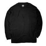 ロンT フルーツオブザルーム パックt 長袖 tシャツ ヘビーウェイト 7オンス 7oz メンズ レディース 無地 Fruit of the Loom (Mサイズ, ブラック)