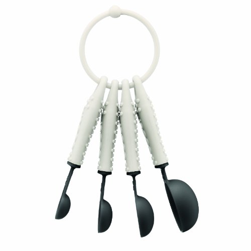 Bodum Bistro - Measuring Spoon Set - 4 Piece 1/4 1/2 & 1 Teaspoon & 1 Tablespoon - Plastic & Silicone - Off White