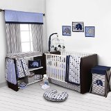 Elephants Blue/Grey 10 pc crib set including Bumper Pad by Bacati [並行輸入品]