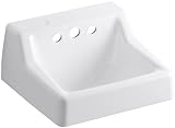 KOHLER K-2705-EH-0 Hampton Wall-Mount Bathroom Sink, Less Faucet, White [並行輸入品]