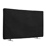 kwmobile 32" TV対応 テレビカバー - 防塵カバー 液晶テレビ 保護カバー ホコリよけ リネン 黒色
