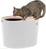 Apaeofl猫トイレ アイリスオーヤマ 猫 トイレ 本体 上から猫トイレ 猫 システムトイレ ニャンとも清潔トイレ Siuhuig 猫 サークル 飛び散らない ホワイト レギュラーサイズ (M,ホワイト)