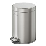 mVm フタ付き ゴミ箱 12 L ペダル式ステンレス スリム おしゃれ ダストボックス 密閉性 キッチン リビング 洗面所隙間 オフィス用 袋が見えない 頑丈 耐汚 丸形 シルバー