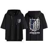 進撃の巨人Tシャツ スポーツシャツ 半袖 自由の翼 調査兵団 エレン イェーガー リヴァイ アッカーマン ミカサ アッカーマン 夏服 インナーシャツ 日常服 記念シャツ 肌着 上着 男女兼用 誕生日 プレゼント (4,4XL)