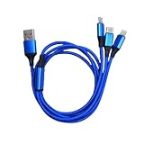 YIYI 充電ケーブル ライトニングケーブル USB Type C Micro USB 3in1 2A急速充電対応 1.2m (ブルー)