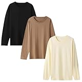 [NCFBAG] 長袖tシャツ メンズ 綿100 3枚組 5枚組 インナーシャツ メンズ tシャツ 無地 防菌防臭 吸汗速乾 柔らかい ロングtシャツ 春夏秋冬 (JP, アルファベット, M, 3枚組（ブラック+アンズ+コーヒー）)