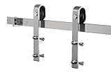国Slidingバーン木製ドアハードウェアトラックセット、ステンレススチール、つや消し 12FT-Double Door Kit シルバー BDH_02_01_366_2