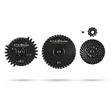 HTGベーシック スパイラル ヘリカルスチール ギアセット 9:1 "玄ギア" 電動ガン用ギアセット CNC削り出し デュアルセクターギア DSGギア