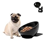 TAKIMI 犬 食器 陶器 犬用 食事 皿 いぬ フレンチブルドッグ 専用 フード ボウル ペット 餌入れ ペット用 水入れ 犬のボウル 猫のボウル ペット ご飯入れ 水入れ 滑り止め お手入れ簡単 無毒 食器 ボウル台 小型犬/猫用 ペット用品 (ブラック)