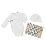 (バーバリーベビー) BURBERRY BABY ベビー服 出産祝い 3点セット (ロンパース・キャップ ・ポーチ) B98550WHT 3Mサイズ [並行輸入品]