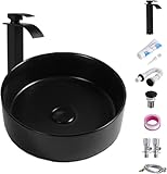 洗面ボウル 洗面台 手洗い鉢 陶器製 洗面ボウル 洗面ボール 円形 洗面器 陶器製 洗面鉢 浴室洗面台 手洗い器 複数サイズオプション 洋風 高級排水金具付き