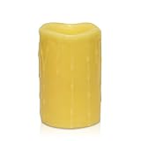 Home Impressions Battery-Powered Flameless Dripping LED Candle with Timer, 4 x 6, Ivory [並行輸入品]