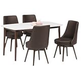 【組立設置費込】ダイニングセット 5点 ダイニングテーブル(ホワイト/白天板)&amp;チェア(ダークブラウン)4点 木製 【組立品】【代引不可】 生活用品 インテリア 雑貨 インテリア 家具 テーブル ダイニングテーブル ダイニングセット