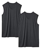 [ニッセン] 超冷感 AIR インナー シャツ 肌着 メッシュ Vネック ノースリーブ セット 2枚組 ひんやり 速乾 UV メンズ 夏 黒2枚組 L