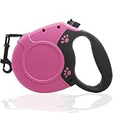 Rikopin(リコピン) リールリード 犬用リード 8m 伸縮リード 巻き取り式 耐荷重40kg 軽量 380g 長さロック機能付き 散歩用リード (ピンク)