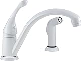 Delta 441-WH-DST Collins Single Handle Kitchen Faucet with Spray, White [並行輸入品]