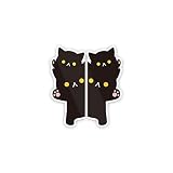 Biijo ひょっこり覗く動物シリーズウォールステッカー くま パンダ ねこ いぬコンセント スイッチ シール (Sサイズねこ親子(タテ100mm×ヨコ44mm)左右反転 各1枚)