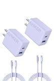 Anker Charger (20W, 2-Port) with USB-C & USB-C ケーブル パープル 2個セット