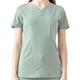 [PAT-MED] スクラブ 医療 白衣 レディース ユニセックス ストレッチ 抗菌加工 透けない JOY (M, ジェード)