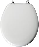 Mayfair 44CP 000 Molded Wood Toilet Seat with Chrome Hinges, STA-TITE Seat Fastening System, Round, 