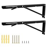 Powanfity 棚受け金具 折畳み 棚支え金具 L字型 ステンレス 耐荷重150KG 39.2cm 折りたたみブラケット棚受け金具 棚支えブラケット キッチン 部屋 収納 吊り棚 金具 ネジ付き (ブラック, 4本セット)