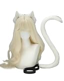 [kuroobaa] 猫耳カチューシャ しっぽ 2点セット ねこ コスプレ コスチューム ハロウィン 仮装 小物 (ホワイト)