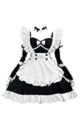 [OMZIN] メイド服 英国風 長袖 ロング セクシー コスプレ メイド服 セット ロリータ レディース メンズ セット 一式 こすぷれ イベント パーティー 大人 ブラック L