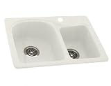 Swanstone KSDB-2518-059 25-Inch by 18-Inch Super Saver Double Bowl Kitchen Sink, Tahiti Ivory Finish