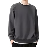 [Mmlnrc] トレーナー メンズ 長袖 11.3オンス 綿 トップス レディース 春秋冬 丸襟 Tシャツ ビッグシルエット 体型カバー プルオーバー ロングtシャツ 無地 カジュアル パーカー ゆったり 着痩せ スウェット クルーネック 男女兼用 スポーツウェア 部屋着 通勤通学 (JP, アルファベット, XL, ダークグレー)