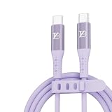【TYB】タイプc 充電 ケーブル シリコン 65W Type-C 充電ケーブル ノートパソコン充電 usb-c 急速充電 高速データ転送 スマホ シリコンケーブル 1m/2m (ラベンダー紫, TYPE-C TO TYPE-C（2m）)