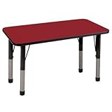 ECR4Kids 24" x 48" Rectangular Activity Table, Standard Legs w/ Ball Glides (Blue Top/Black Edge) [並