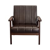 ブラウン(肘掛／ブラウン）／【一人掛け】ソファ ソファー 1人掛けソファ 1人掛けソファー 1人掛け 1P 一人暮らし コンパクト リビング リビングソファ PVC ファブリック シンプル 天然木