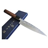 穂岐山刃物 ニッケルダマスカス(和包丁タイプ・紫檀八角柄)小包丁 105mm【青一丁箱入】 5508-154456